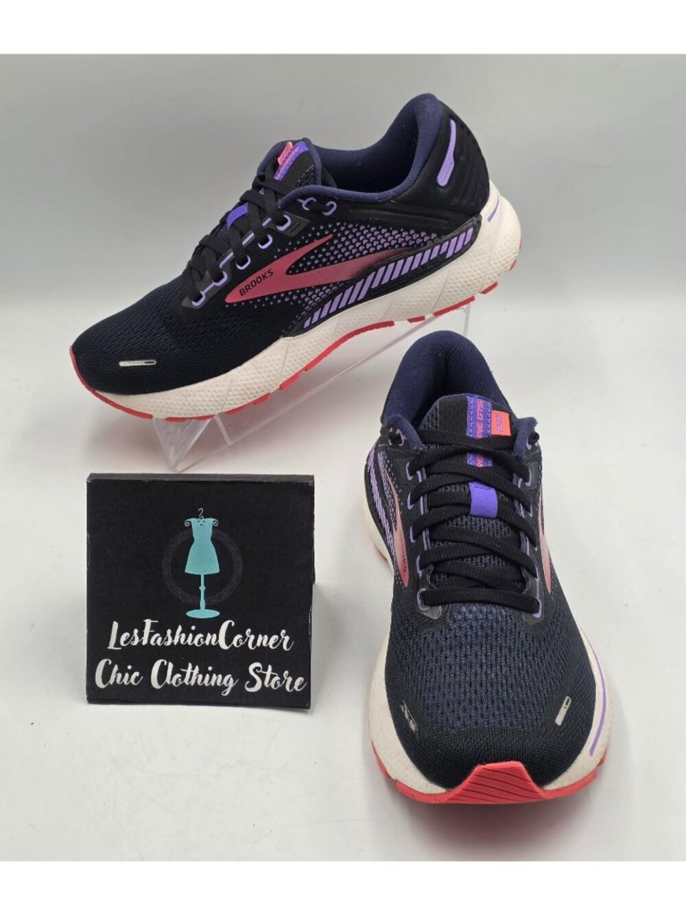 Brooks Womens Black Purple Adrenaline GTS 22  Running Shoe Sneaker Size 8.5 3907